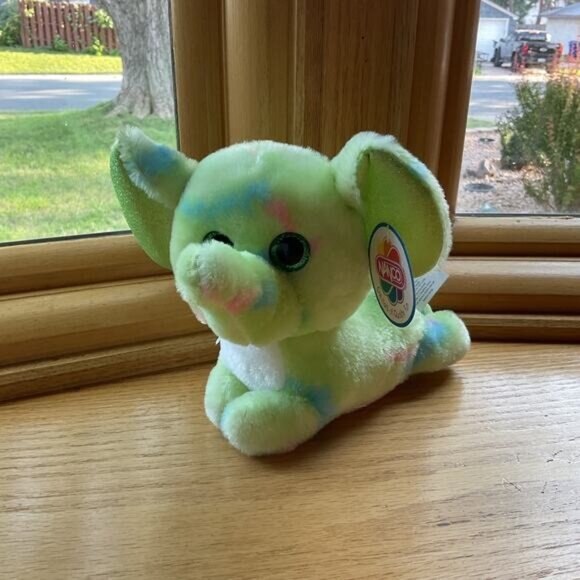 Namco Tie-Dye Elephant Plush Toy 8" Pastel Colors Stuffed Animal - Picture 3 of 7